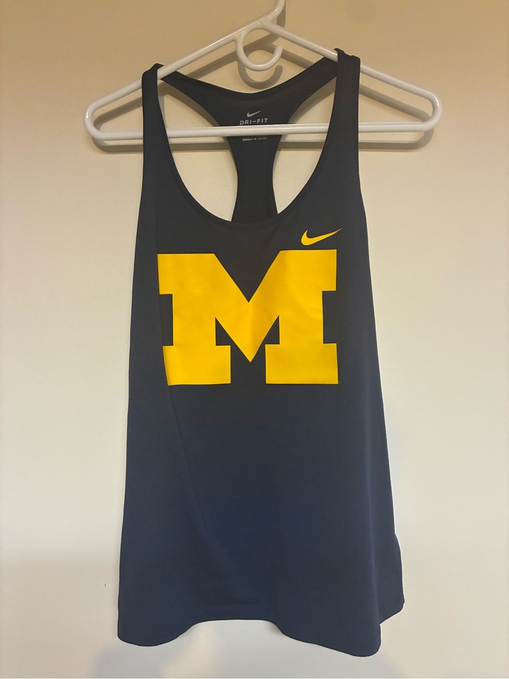 Nike Navy and Yellow Racerback Dri-FIT Tank